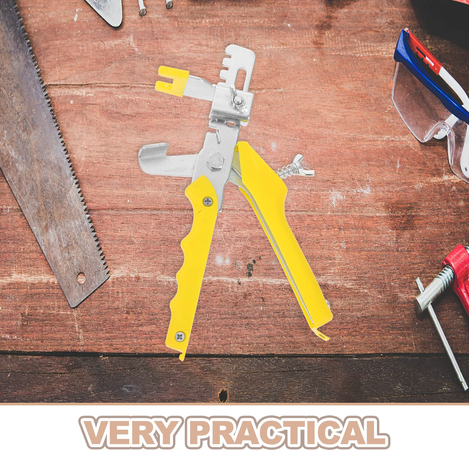 Tile System Tool With Pusher Clamp Tile Leveler For Flat Surface No Gaps Yellow Construction Laying Aid