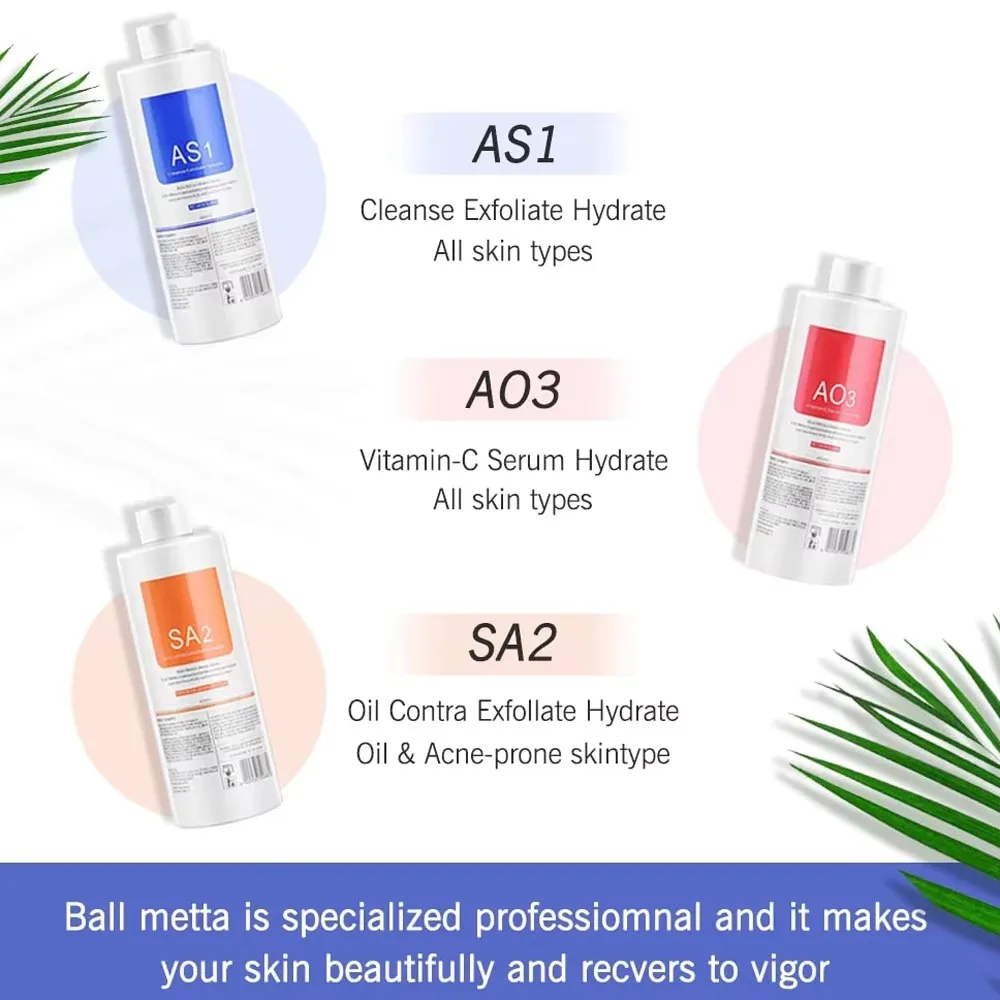 3ขวด As1 Sa2 Ao3ผิวลอกเซรั่มดูแลผิวหน้าสำหรับ Hydra Dermabrasion ขนาดเล็กเครื่องเป่าฟองทำความสะอาดอย่างล้ำลึก
