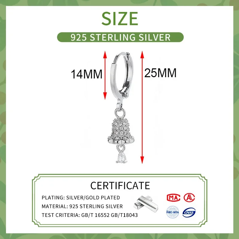 VIVILADY One Piece 925 Silver Cute Zirconia Flowers Hoop Earrings for Fashion Women Fine Jewelry Minimalist Accessories