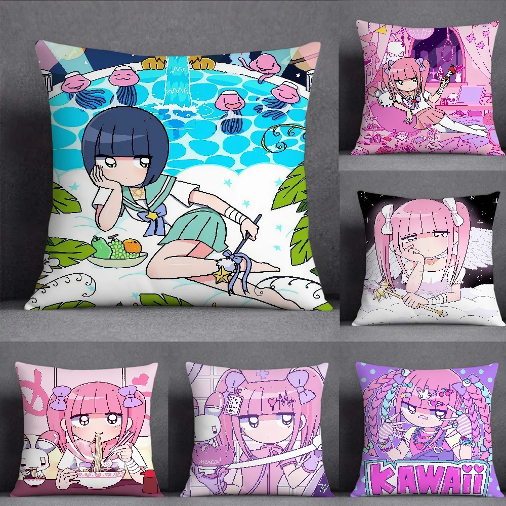 Pillow Cover 20X20 - Anime M-Menhera C-Chan Yastık Kılıfı Kare