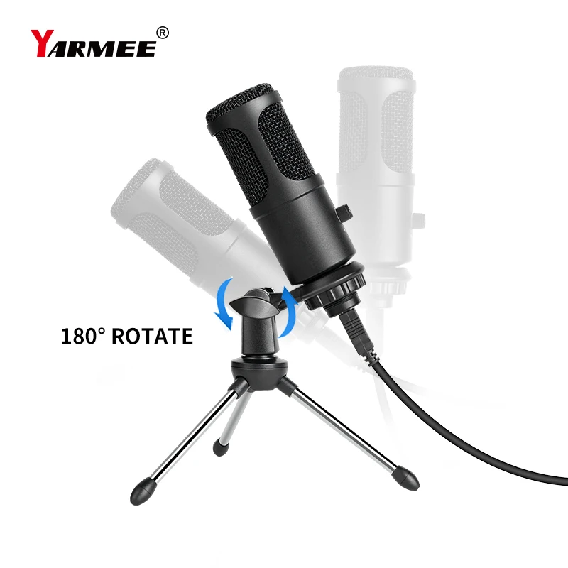 YARMEE USB Desktop Condenser Microphone 3.5mm Mic Suitable for Conference calls, Game calls,Recording