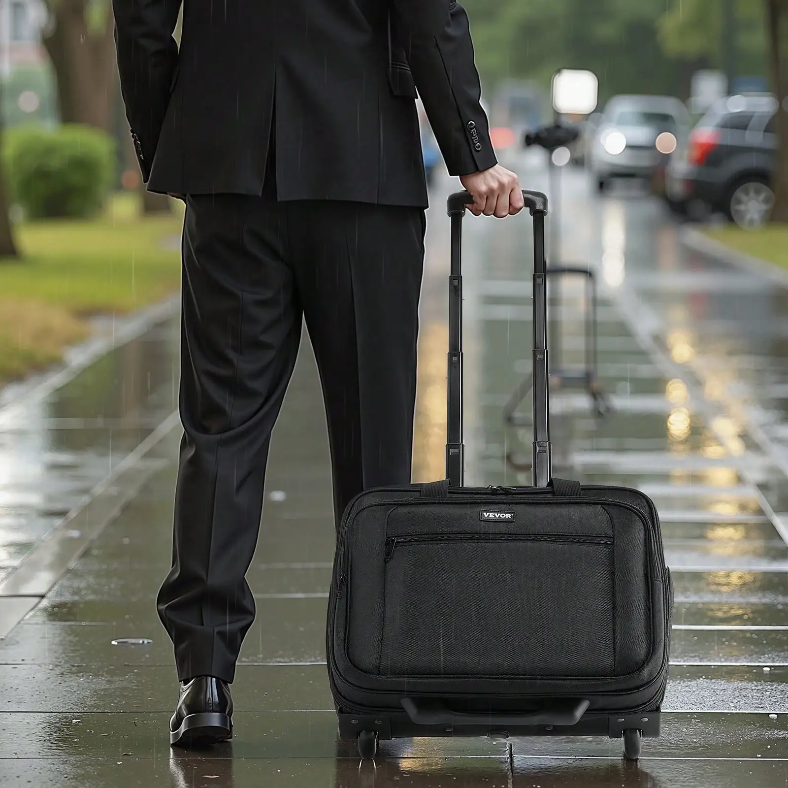 

Rolling Laptop Bag, Fits Up To 15.6 Inch Laptop, Wheeled Briefcase, Roller Computer Tote Bag With Wheels & Telescoping Handle, Laptop Case For Work Travel Business Office, Women & Men (Black)