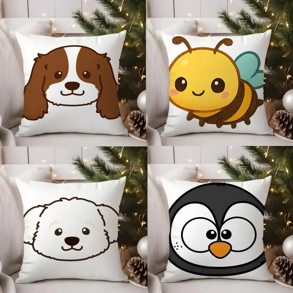 

Детский чехол для подушки с мультяшными животными, короткий плюш, двусторонний принт, квадратные наволочки для дивана, декор для дома