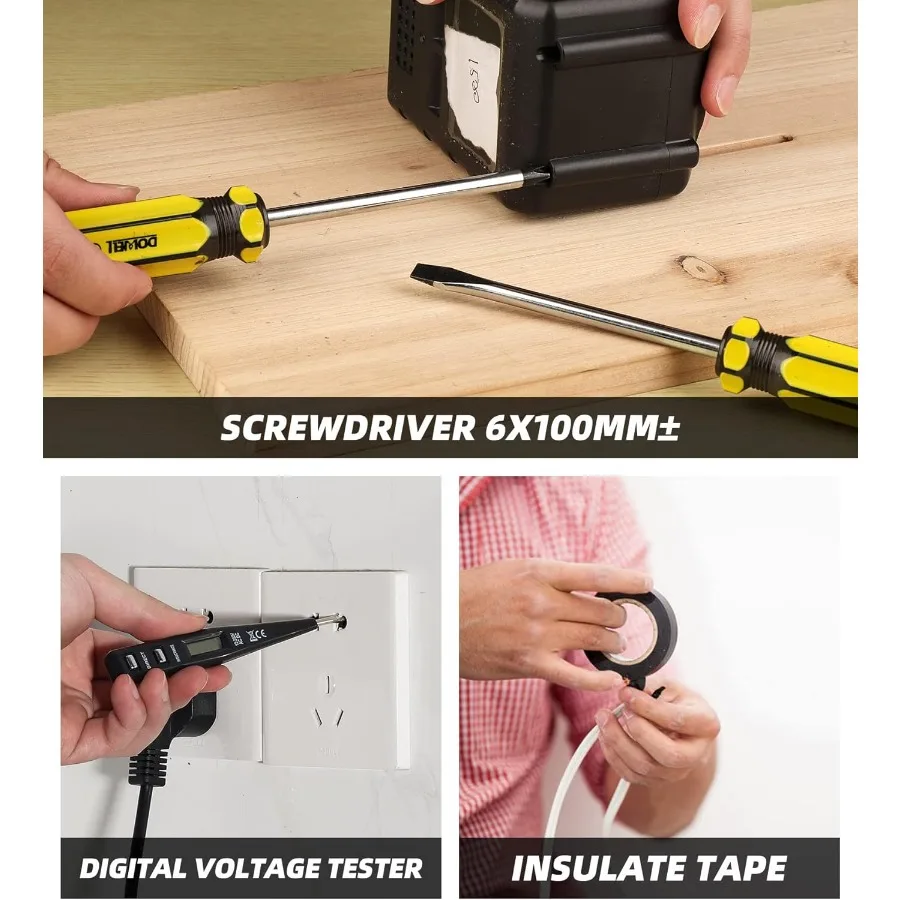 9Piece General Household Small Hand Tool Kit with Plastic Tool Box Storage Case for Home Repair and DIY Projects Compact Design