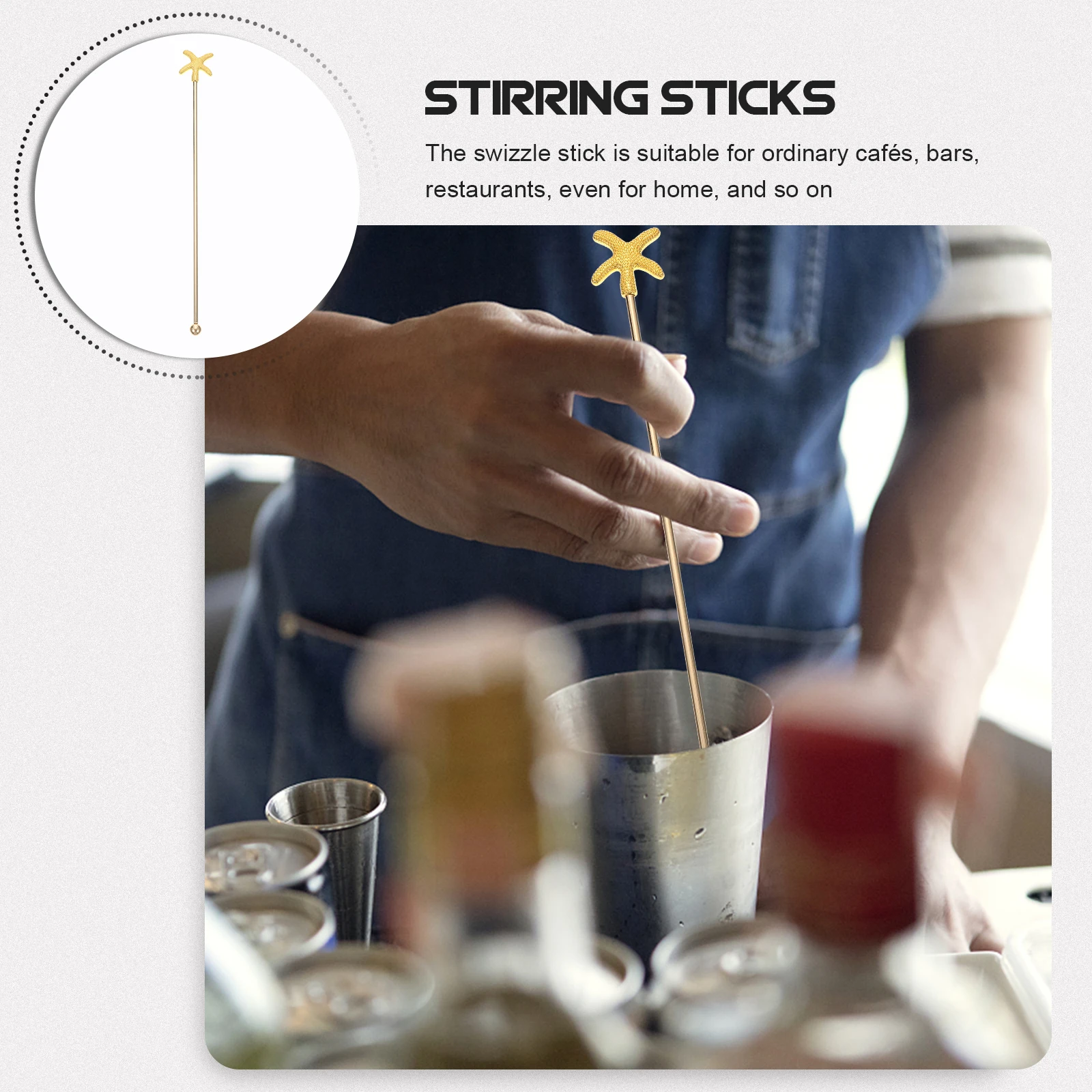 

4 Pcs Cocktail Shaker Sticks Drink Agitators Muddler Beverage for Cocktails Stir Stirrer Stainless Steel Stirring Rod Blender