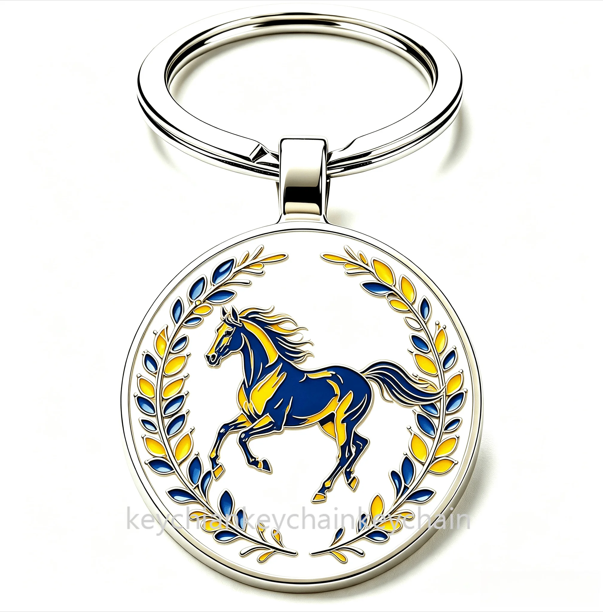Ukraine Blue Yellow Galloping horse Keychain Pendant Key Ring Bag Car Key Chain Souvenir Gift