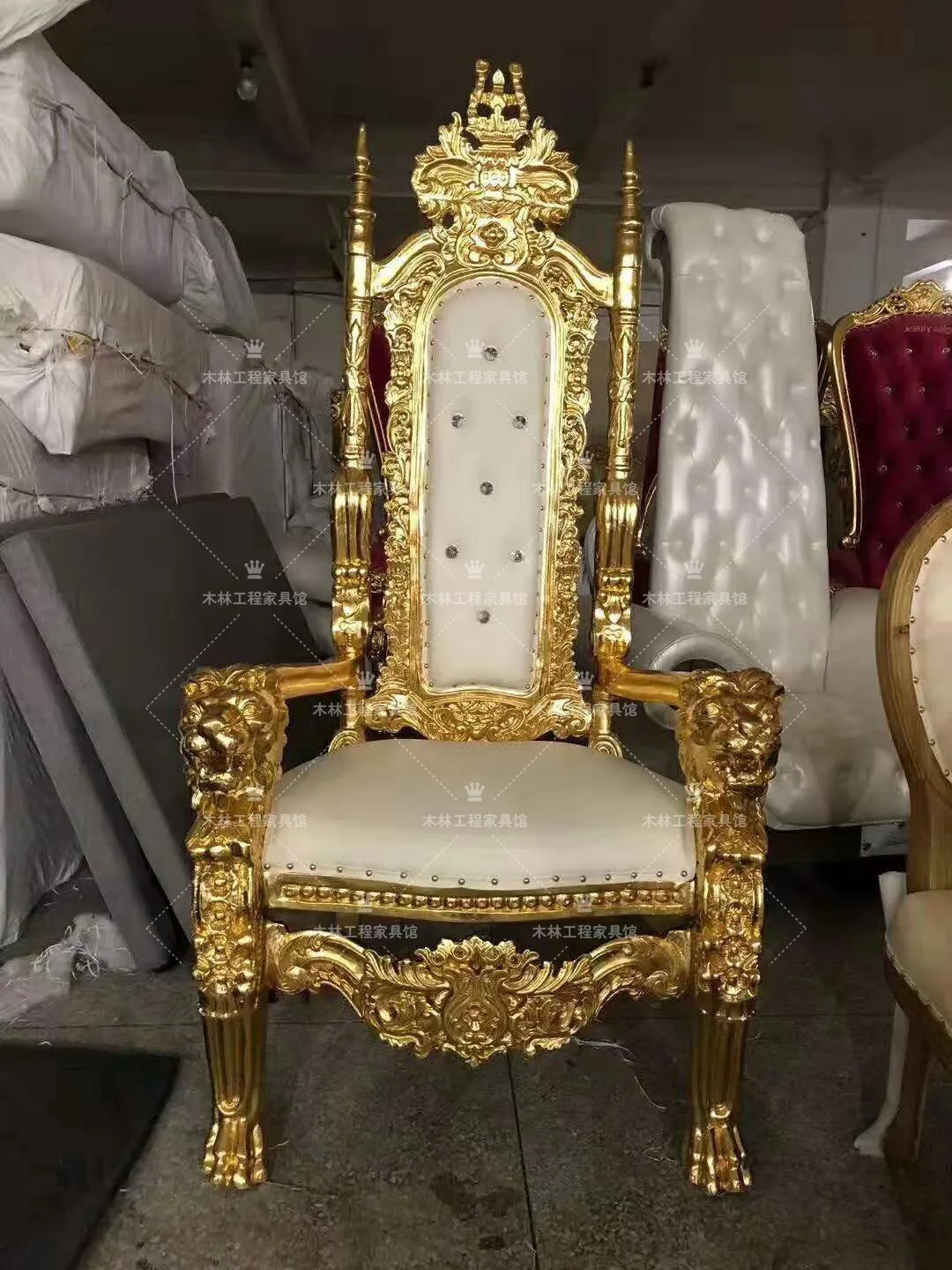 Neoclassical single sofa chair studio image decoration king chair tiger head chair spot simple