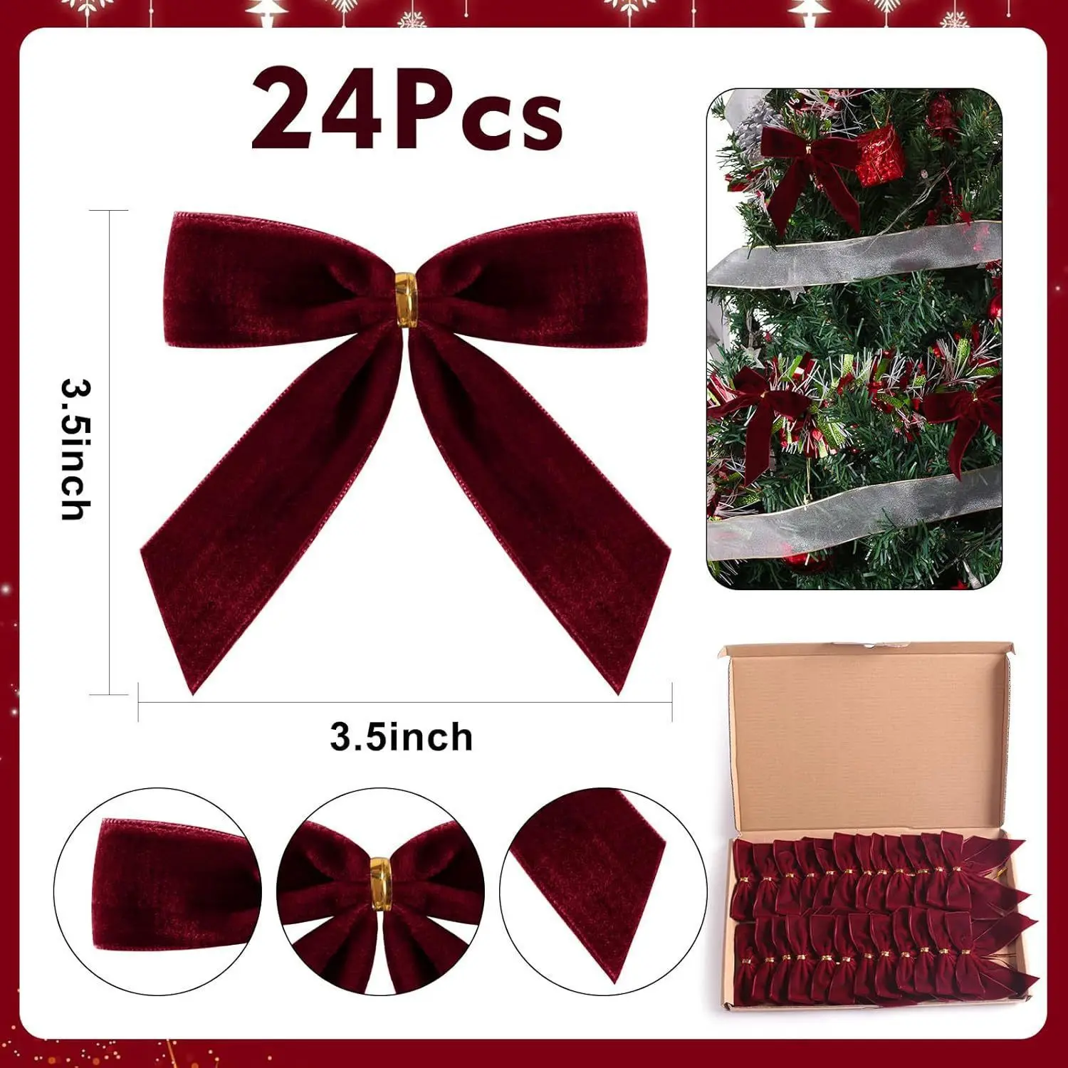 25 stücke Weihnachten Bowknot Dekoration Exquisite Urlaub Bogen Geschenke Verpackung Knoten Hause Dekoration Anhänger DIY Zubehör Ornamente