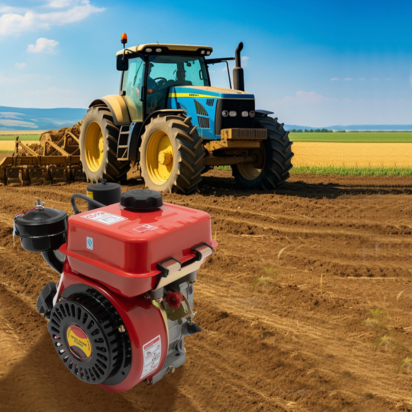 4-السكتة الدماغية 3-القوة اسطوانة واحدة محرك الديزل نظام بدء الارتداد محرك الديزل لعربة الذهاب، دراجة صغيرة، فاصل السجل #6