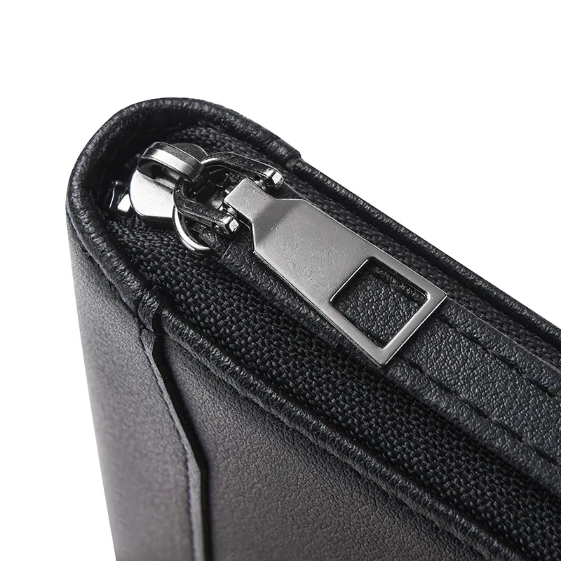 New Men\'s PU leather Splice mass long zipper wallet New soft Fashion clutch bag Hand clutch bag Zipper clutch bag