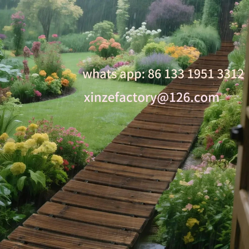 

Customizable 8/12FT x 43cm Wooden Garden Pathway Outdoor Roll Out Walkway Pathway Garden Bridge Walking Passage