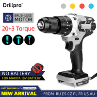 Drillpro 13mm Brushless Electric Impact Drill Hammer Cordless Screwdriver Winter Ice Drill Power Tool for 18V Battery