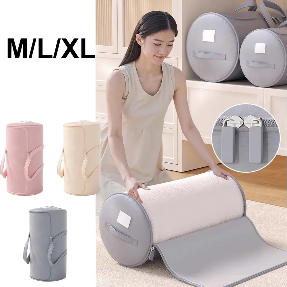 

Large Capacity Quilt Storage Bag Dustproof Cylindrical Portable Organizer for Clothes Blankets Quilts Bag for Home Dormitory 옷정리