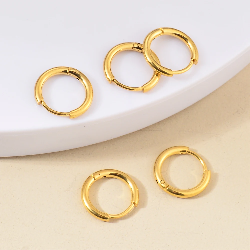 10pcs Trendy Hoop Earrings Round Huggies for Women Men Punk Ear Piercing Accessories Wholesale