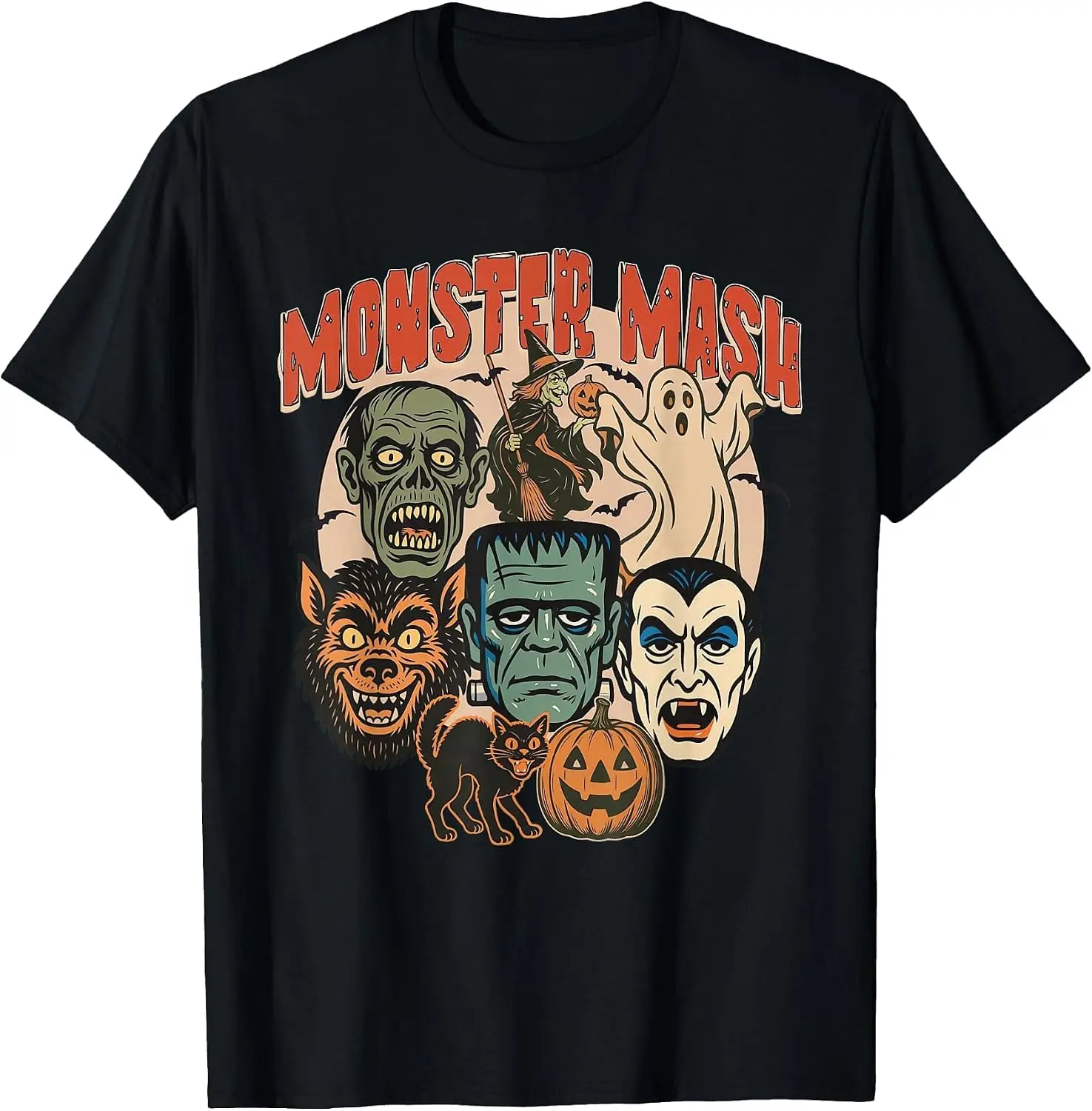 Retro Funny Monster Mash Ghost Witchy Vampire Halloween T-Shirt