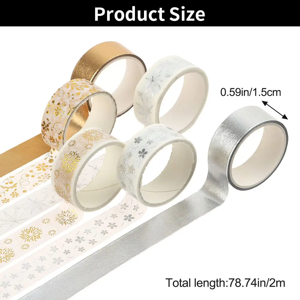 6Rolls/Set Flower Plant Washi Tape Decorative Adhesive Tape Gold Foil Masking Tape Sticker Scrapbooking New DIY Diary Gifts