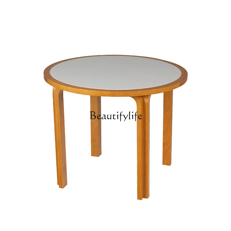 

Nordic medieval retro rock slab round table home restaurant solid wood round dining table medieval