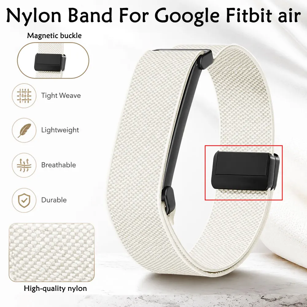 Einteiliges Nylon-Armband mit Metallrahmen für Google Fitbit Air. Weiches, leichtes, langlebiges Nylon-Armband für Google Fitbit Air