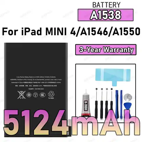 100% nuova batteria di alta qualità A1538 5124mAh per IPAD MINI 4/MINI4/A1546/A1550 batteria tablet Bateria + strumenti gratuiti
