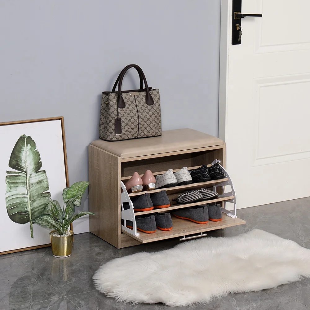 Modern Entryway PU Leather Ottoman Shoe Store Bench Shoe Storage Rack Cabinet With Seats Shoe Bench
