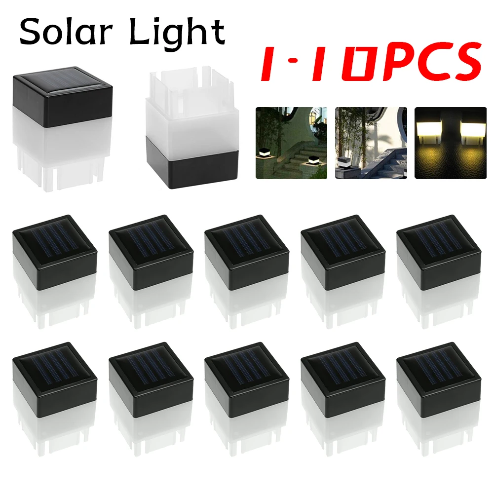 Solar Pillar Post Cap Fence Lamp IP44 Waterproof Outdoor Garden Street LED Light Monocrystalline Solar Panel Pipe