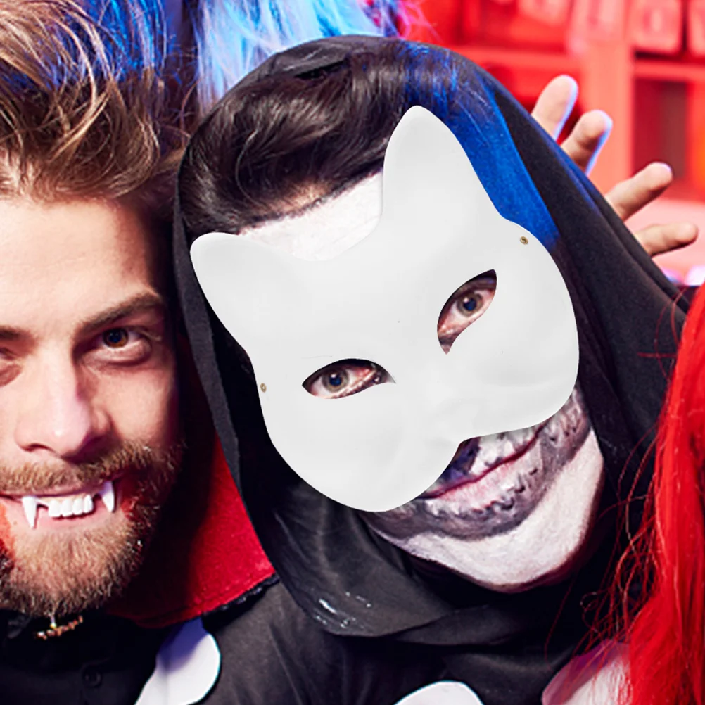 Paintable Fox Pulp Mask, Trajes de Halloween, DIY Cosplay, Paper Masquerade, Animal Assustador, 8 Pcs