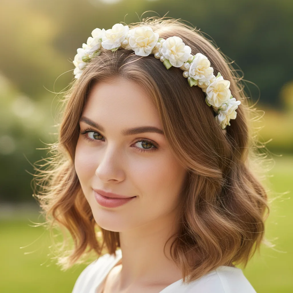 

Delicate Floral Headband Ethereal Pearl Bow Headband Elegant and Sweet Headpiece for Young Women