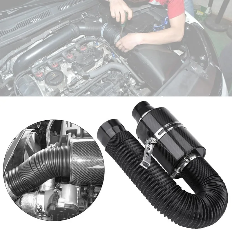 True carbon fiber intake bellows set/car air filter mushroom head/intake modified high flow pure carbon fiber bellows