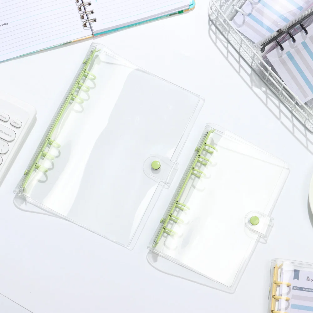 A5 A6 PVC Loose-Leaf Notebook Cover Folder Transparent Folder Notebook Binder File Storage Student Diary Planner Loose-Leaf Clip