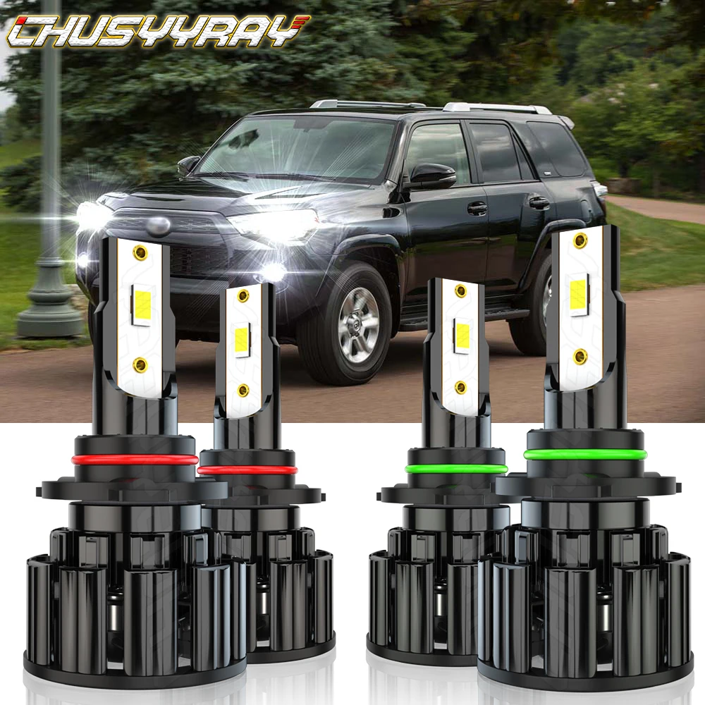 CHUSYYRAY Car lights Compatible For Toyota 4Runner 2003-2005 4X9005/HB3 9006/HB4 LED Headlights Bulbs Kit Combo 6000K Pure White