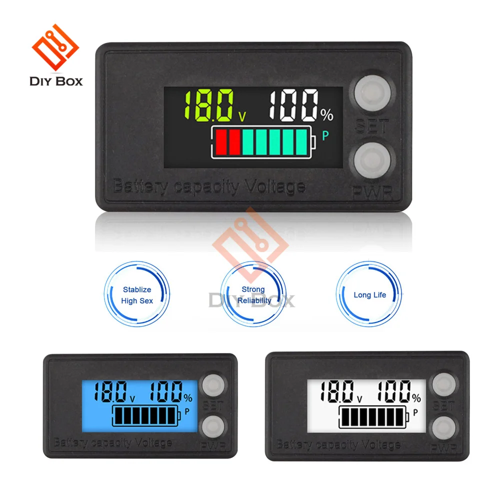 6133A 6133B LCD Battery Capacity Indicator Temperature DC8V-100V Lead Acid Lithium LiFePO4 Voltmeter Voltage Gauge Lower Version