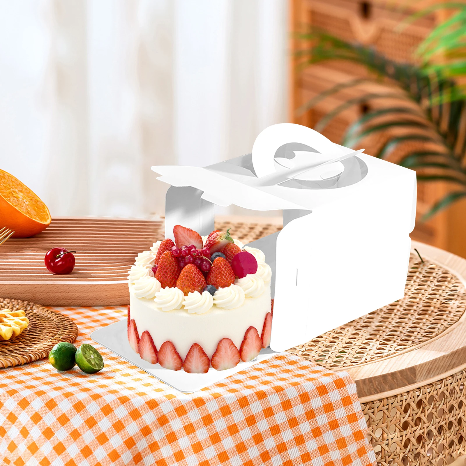 

10pcs Cake Boxes High End Bakery Window Cardboard Carrier DIY Foldable Easy Assemble Save Time Convenient Store Cake Packaging