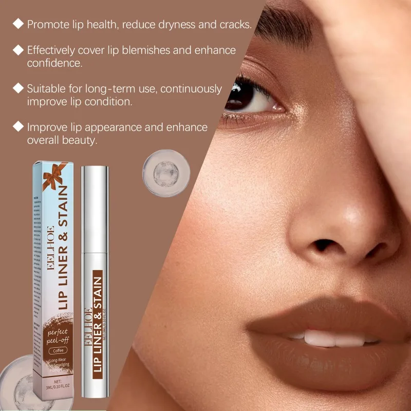 

EOEKKY Nude Coffee Peel Lip Gloss Outline Lines, Plump Lips, Nourish Lips Light and Long-lasting Without Removing Makeup