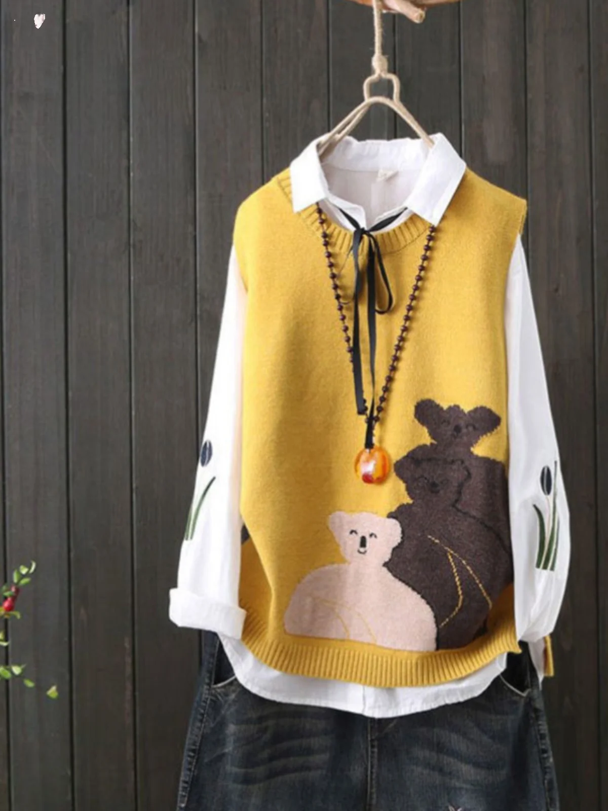 

Loose Knitted Vest Women's Fashionable Autumn Wear 2024 New Style Korean Version round Neck Pullover Polyester Blend
