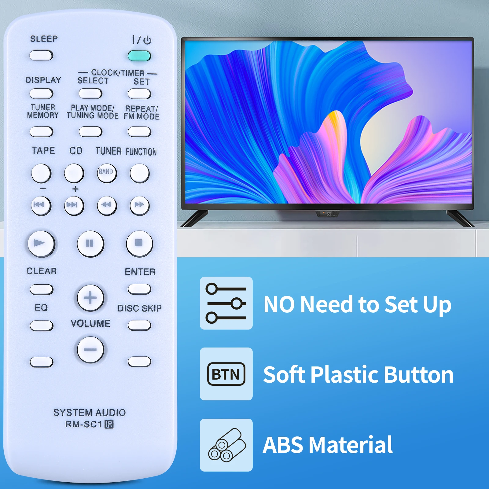 RM-SC1 Replacement Remote Control Applicable for Sony Mini Hi-Fi