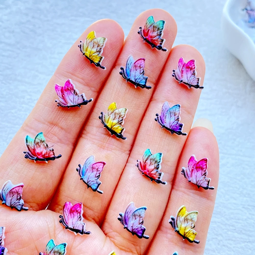 Resin Art Design - 60Pcs Cute Mini Cartoon Colorful Butterfly