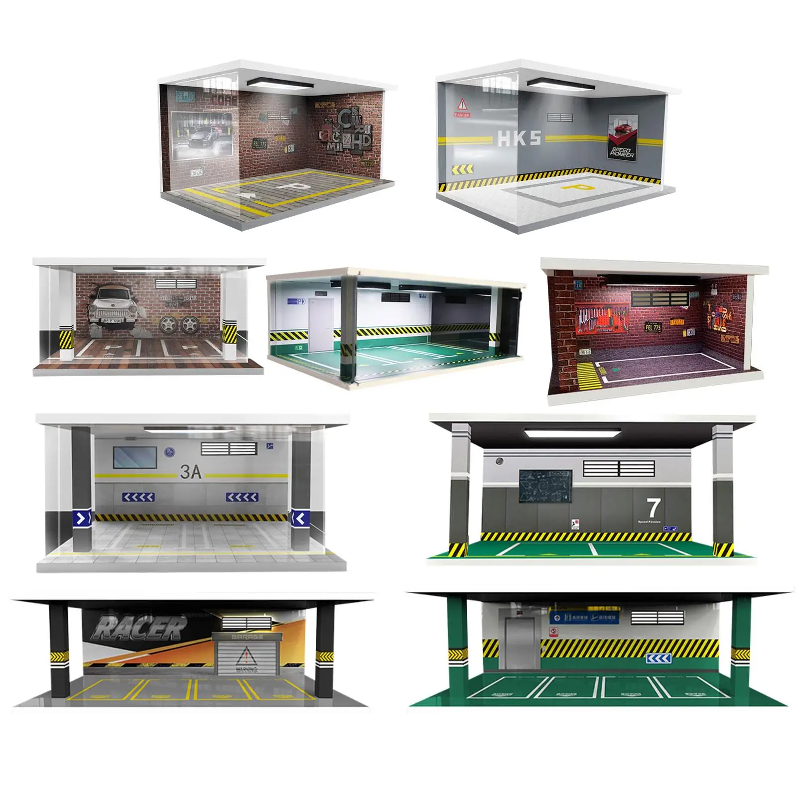 

Diecast Car Garage Display Case with Cover Decorative Collectible Car Display Cabinet for Model Collectors Sports Car Toy Cars