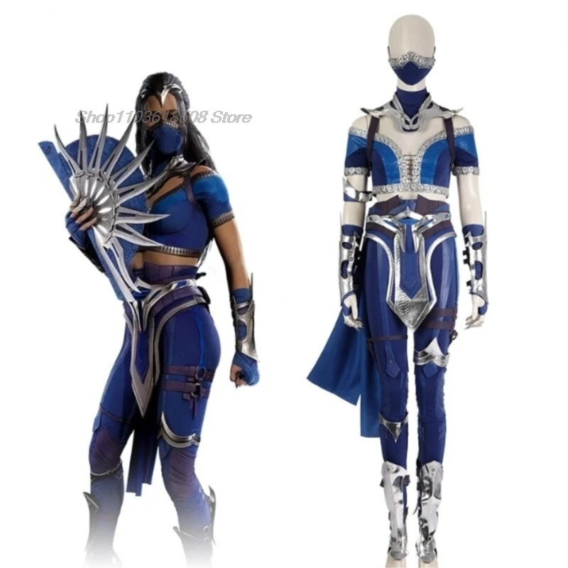 Kitana Cosplay Mortal Kombat 1 Costume Sexy Women Crop Top Pants Full Set Warrior Ninja Uniform Suit Halloween Carnival Party