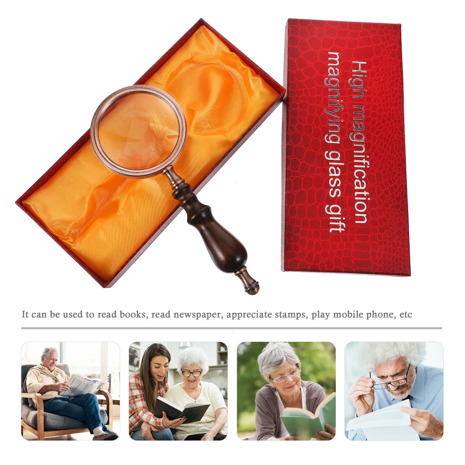 

1Pcs Reading Magnifying Glass Lightweight Retro Handheld Magnifier for Elderly Book Newspaper Smartphone Study Portable