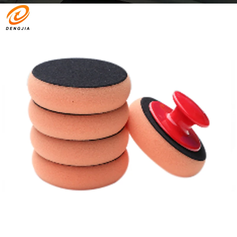 5PCS Car Waxing Handle Polishing Tools Car Wash Sponge Beauty Cleaning and Maintenance Supplies Manual Waxing Sponge Artifacts