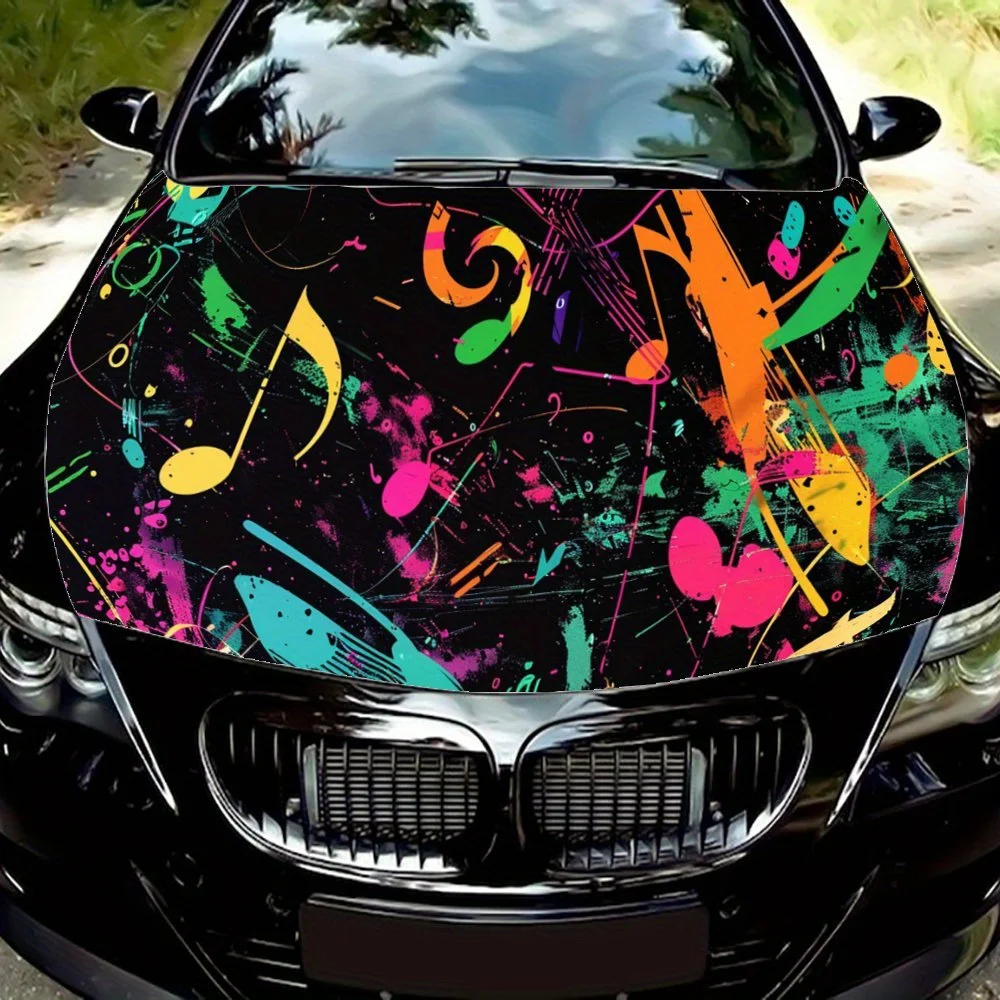 

Colored Music Score Car Hood Decal,Self-Adhesive PVC hood Sticker Decor Scratch Resistant Sticker Protect,Auto Accessories Gift