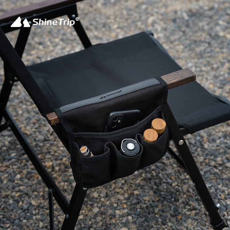 

ShineTrip Outdoor Kermit Chair Side Storage Bag Portable Camping Finishing Mobile Phone Storage Bag Chair Canvas Armrest Bag