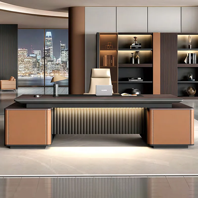 

High-end desk, boss table, light luxury, high-end impression, chairman, president, large class table, new Chinese table