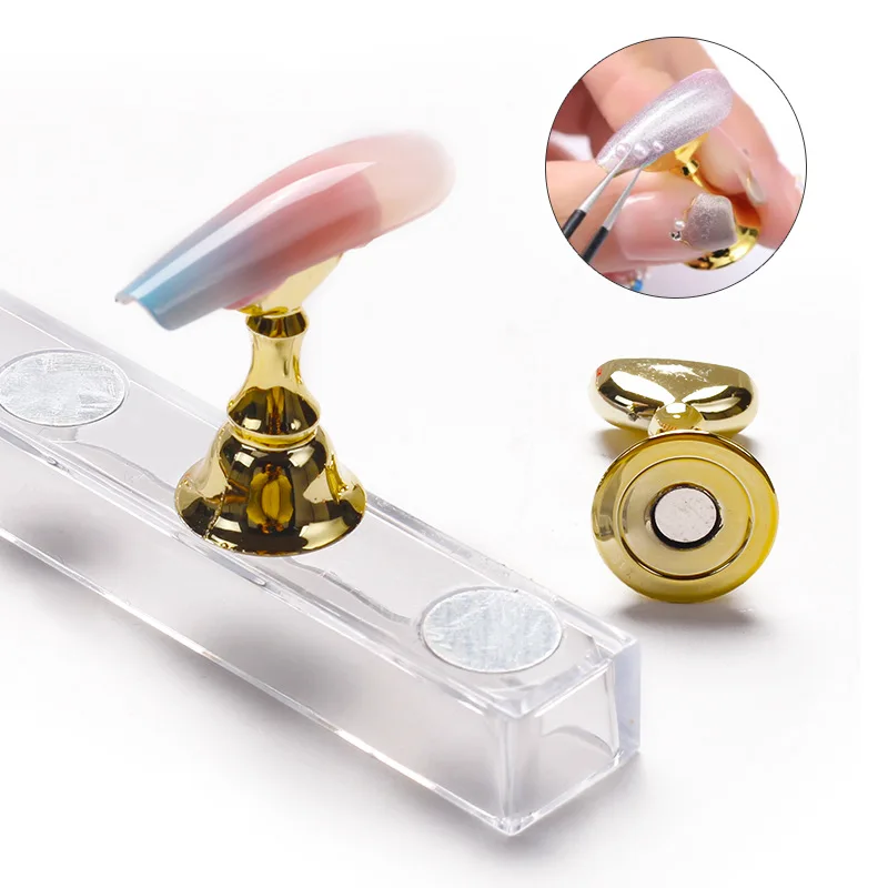 1 Set Soporte Magnético para Uñas Exhibición de Práctica Soporte para Esmalte de Uñas Acrílico Cristal Estante de Exhibición Herramienta de Arte de Uñas 6
