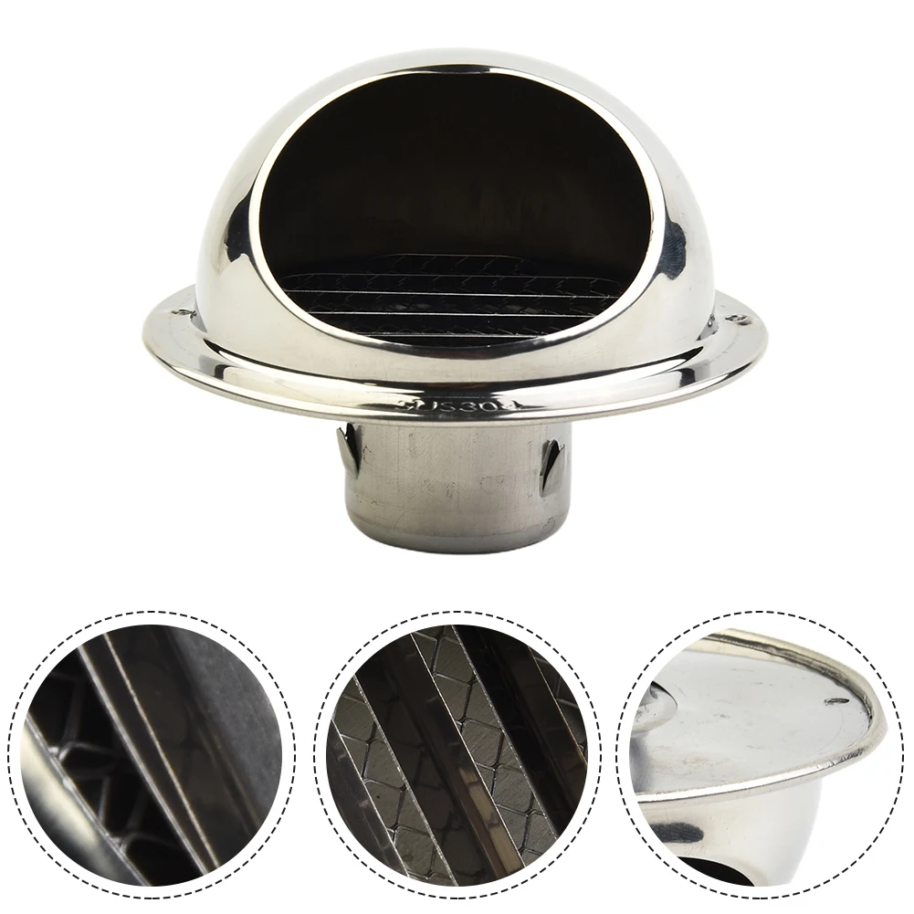 Round Vent Outlet Air Vent Grille Practical Pest Control Silver Stainless Steel 50mm Bull Nose Wall Vent Round