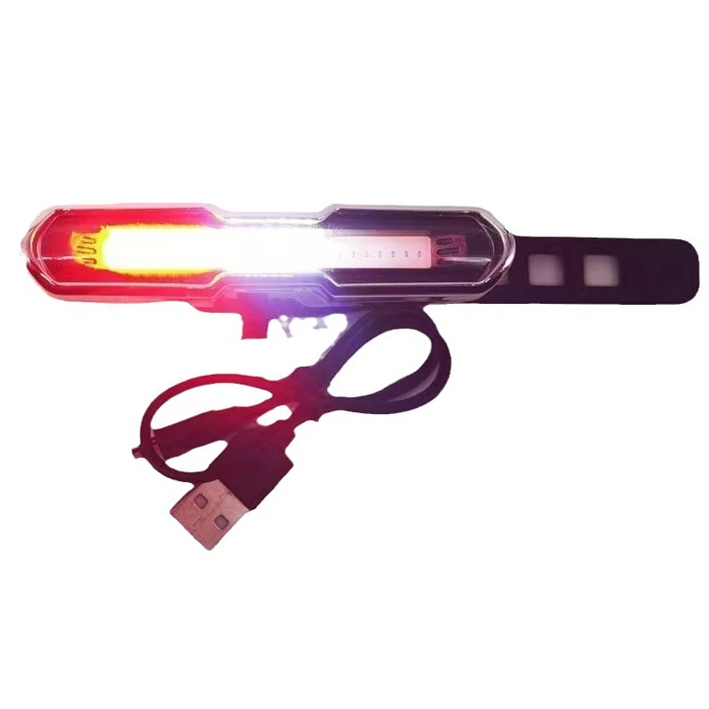 ไฟท้ายจักรยานเสือภูเขาสำหรับขี่กลางคืนไฟเตือนเปลี่ยนสีได้ด้วย USB ชาร์จไฟจักรยานอุปกรณ์ขับขี่กลางแจ้ง