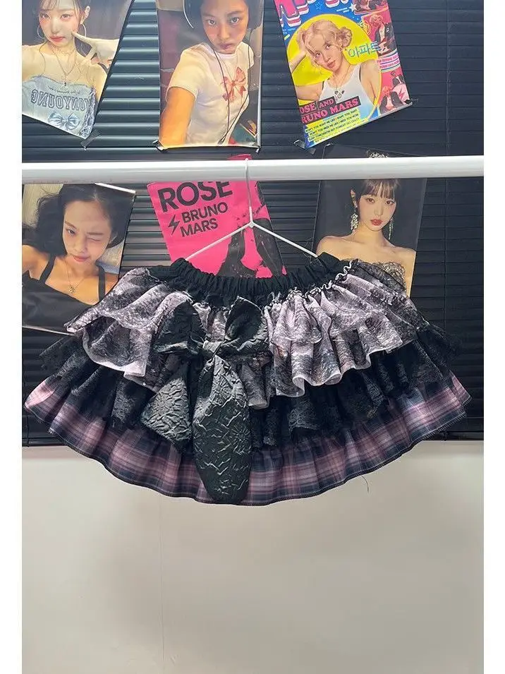 

Оригинальная пышная юбка ручной работы k Rose Punk Subculture Dopane Gothic Y2K, юбка-тортик, длина f, ручная работа Crt