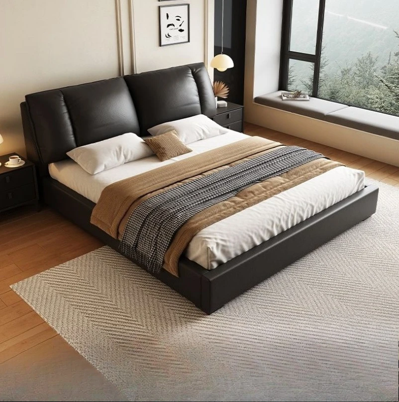 Leather double home soft bag master bedroom big bed home