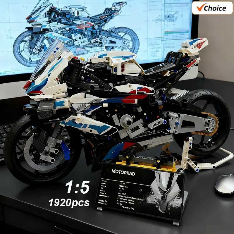 

2026 New Motorcycle Building Bocks Simulation Motorcycle Model Decoration Assembly Model Difficult Toy Boy Christmas Toys Gifts