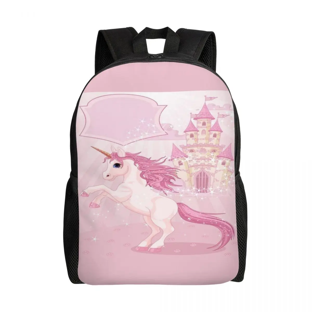 Unicorn And Fairy Tale Castle Backpack for Men Women College School Students Bookbag Fits 15 Inch Laptop Bags